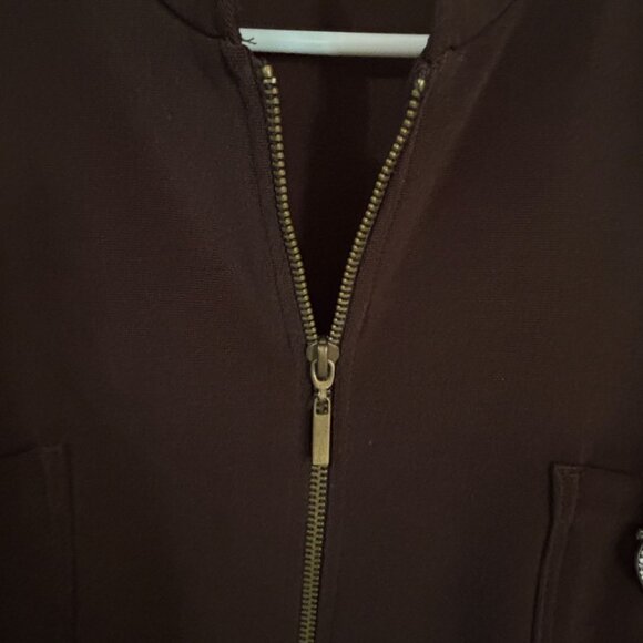 Chicos Brown Zip Up Jacket Decorative Heart Patch Size 3 XL 16 18 - Picture 5 of 10